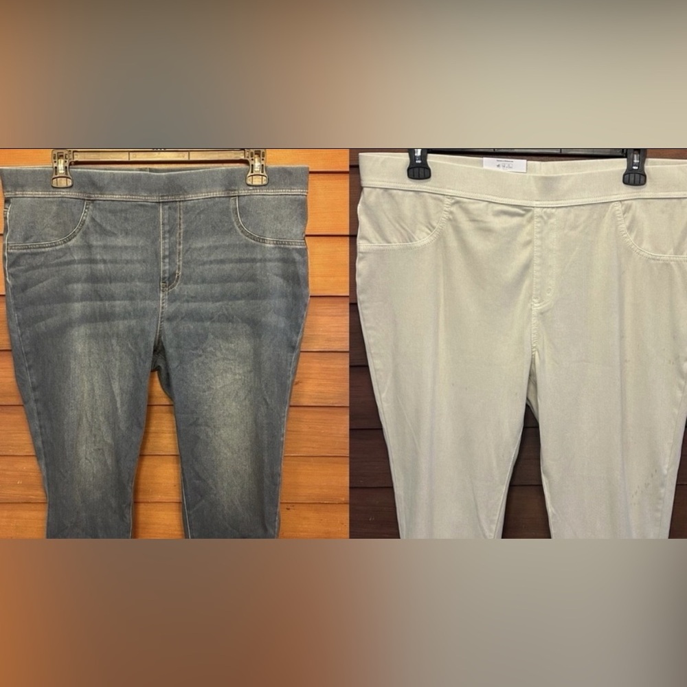 Time and Tru Women's High Rise Pull On Capri Jeggings, , 2 Pairs- Size 22